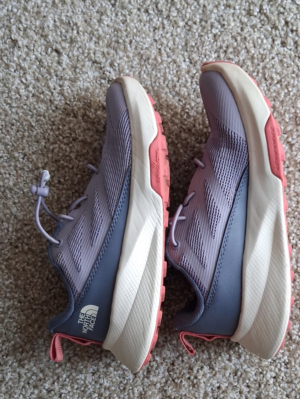 The North Face Lavender Mesh Athletic Shoes with Coral Accents
